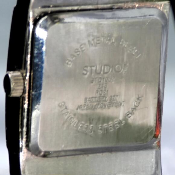 VTG STUDIO Wide Cuff Clamper Pink Metalic Mesh Silvertone Watch Bracelet - Picture 2 of 5